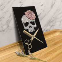 Hair Stylist Silve Glitter Skull Beauty Salon