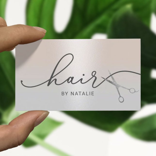 Hair Stylist Silver Scissor Typography Salon Visitkort (Skapare uppladdad)