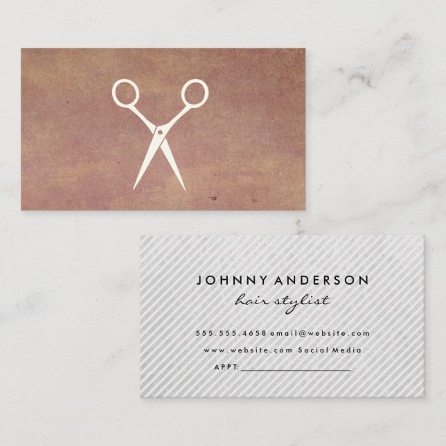 Hair Stylist Silver Scissors Möte Tidsbeställning Kort (Fram/baksida)