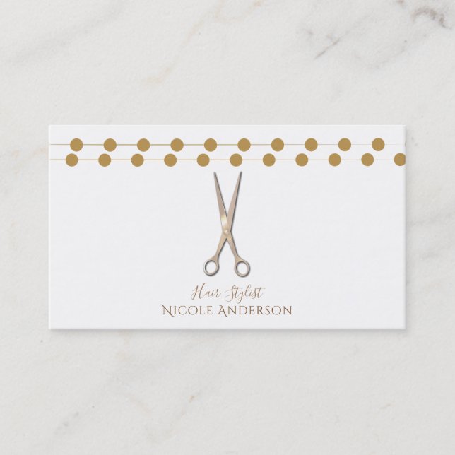 Hair Stylist Silver Sissors Minimal Ro Guld Visitkort (Framsida)