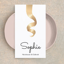 Hair Stylist Simple Blonde Hair Curl Salon Visitkort