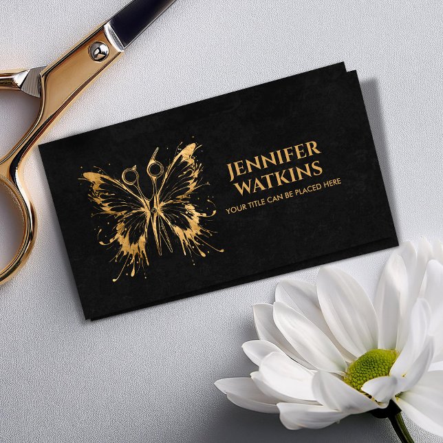 Hair Stylist - Sissors and Butterfly Art Visitkort (Skapare uppladdad)
