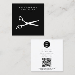 Hair Stylist Sissors Barber QR-Logotyp för företag Fyrkantigt Visitkort