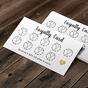 Hair Stylist Sissors & Guld Heart Salon Loyalty Lojalitetskort