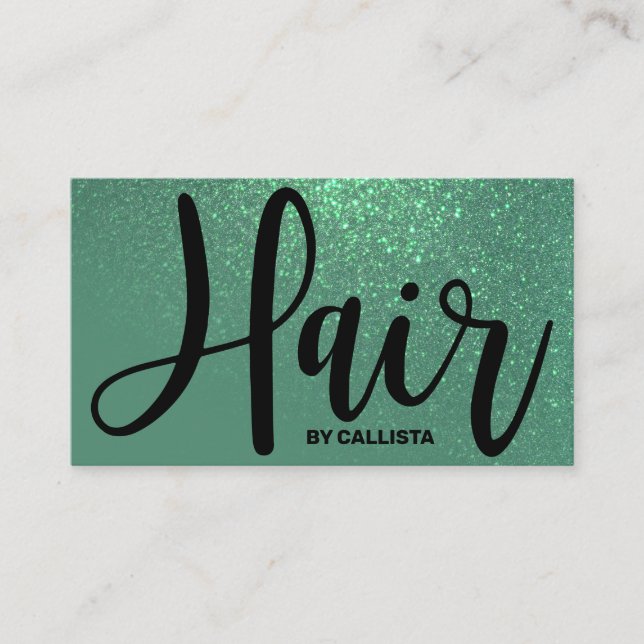 Hair Stylist Sjöjungfru Teal Glitter Typography Visitkort (Framsida)