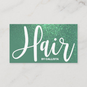 Hair Stylist Sjöjungfru Teal Glitter Typography Visitkort