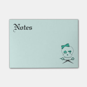 Hair Stylist Skull & Skissor Crossbenben - turkos Post-it Block