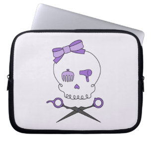 Hair Stylist Skull & Skissor Crossbone - Lila 2 Laptop Sleeve