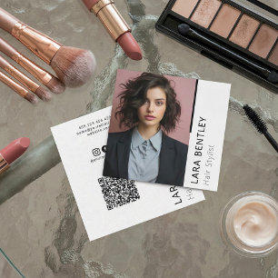 Hair stylist social media QR-affärskort Fyrkantigt Visitkort
