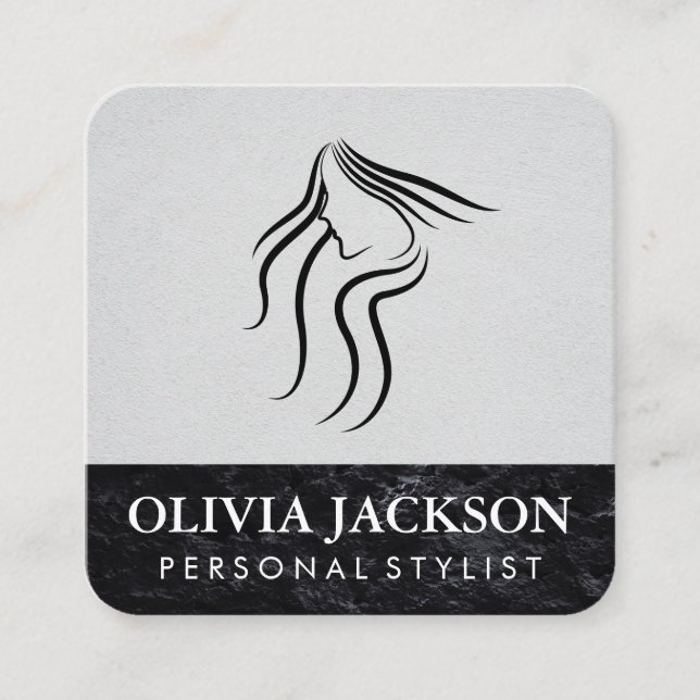 Hair Stylist | Stylist | Beautiker Fyrkantigt Visitkort (Framsida)
