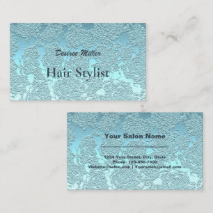 Hair Stylist Teal Grönt Modern Blommigt Metallic Visitkort