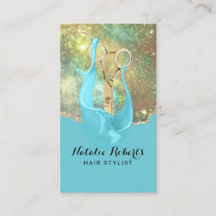 Hair Stylist Trendig Teal Guld Glitter Beauty Salo Visitkort
