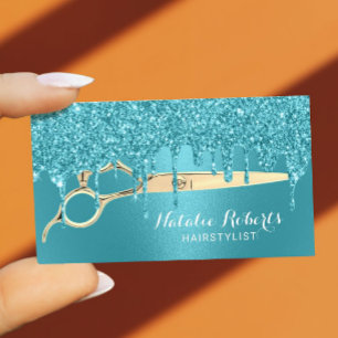 Hair Stylist Turcos Glitter Drips Beauty Salon Visitkort