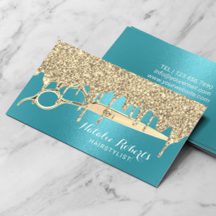 Hair Stylist Turcos Guld Drips Beauty Salon Visitkort