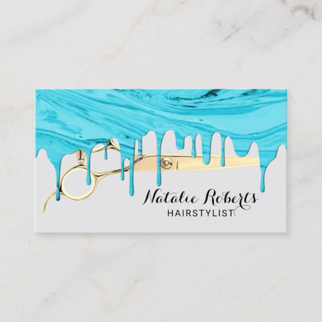 Hair Stylist Turcos Marble Drips Beauty Salon Visitkort (Framsida)