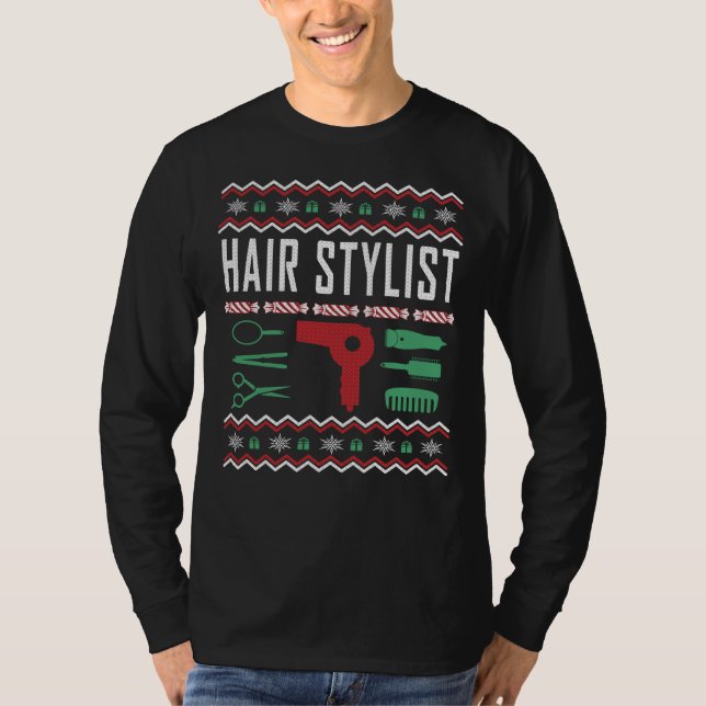 Hair Stylist Ugly jul Sweater T Shirt (Framsida)