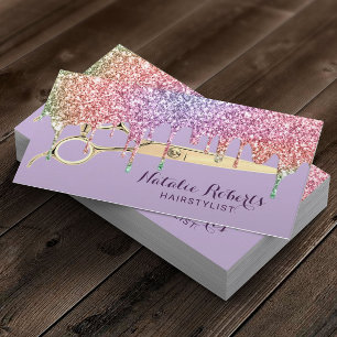 Hair Stylist Unicorn Drips Beauty Salon Lavender Visitkort