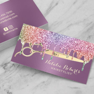 Hair Stylist Unicorn Drips Beauty Salon Lila Visitkort