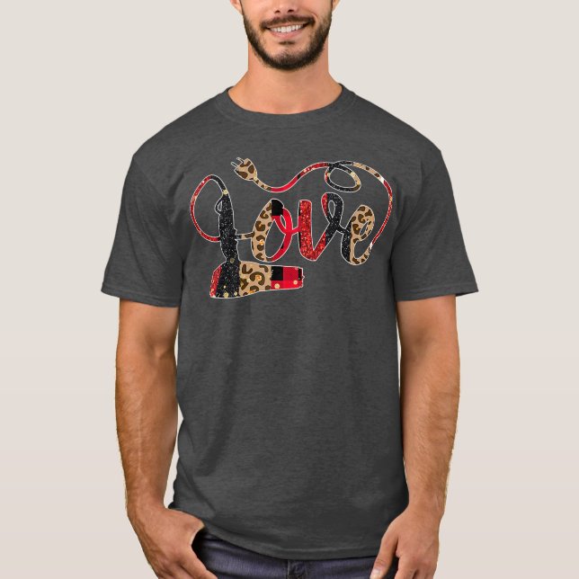 Hair Stylist Valentiness Kärlek Dryer Leopard Red T Shirt (Framsida)