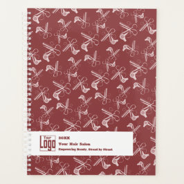 Hair Stylist Verktyg Mönster Burgundy Rosa White