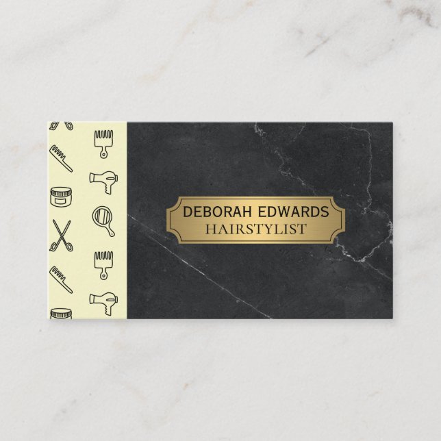 Hair Stylist Verktyg | Salon Barber Lux Visitkort (Framsida)