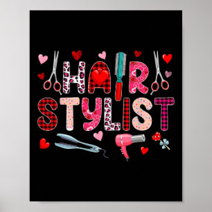 Hair Stylist Verktyg Valentine Day Leopard Cute Th Poster