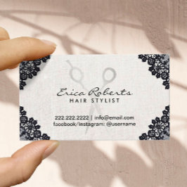 Hair Stylist Vintage Black Laced Salon Möte Tidsbeställning Kort