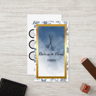 Hair Stylist Vintage Blue Blommigt Salon Lojalitetskort