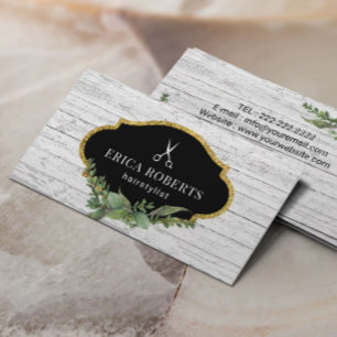 Hair Stylist Vintage Botanical Rustic Beauty Salon Visitkort