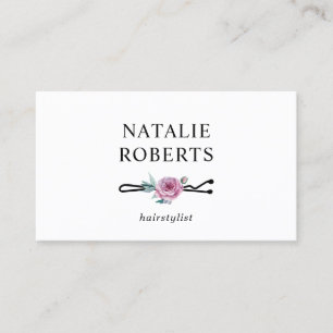 Hair Stylist Vintage Flower Bobby Pin Beauty Salon Visitkort
