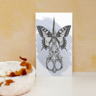 Hair Stylist Vintage Scissor Butterfly Watercolor Visitkort