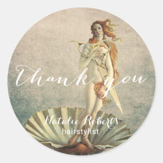 Hair Stylist Vintage Venus & Guld Scissor Salon Runt Klistermärke