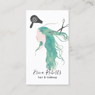 Hair Stylist Watercolor Beauty Girl Hairdresser Visitkort