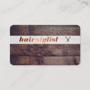Hair Stylist Wood Panel Visitkort