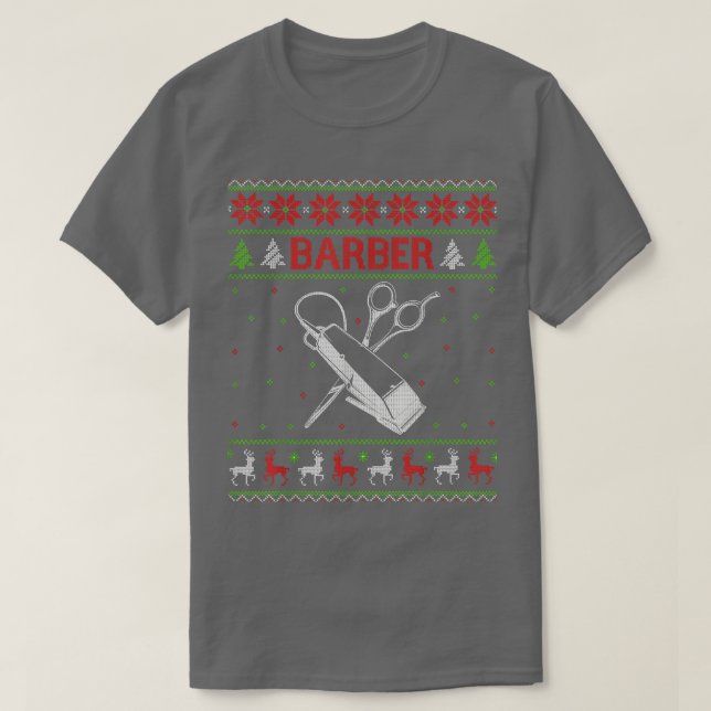 Hair Trimmer Ugly jul Sweater Hairdresser Ba T Shirt (Design framsida)
