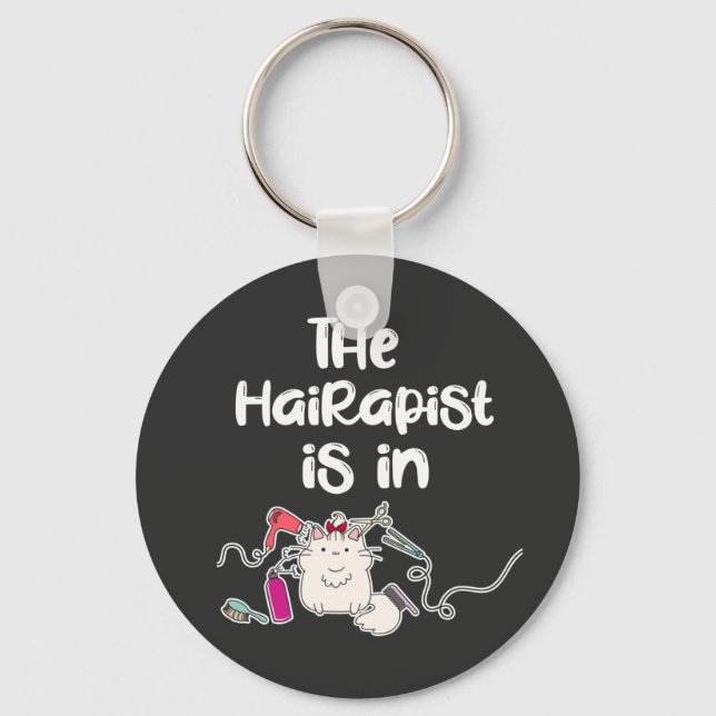 Hairapist är i Funny Hairdresser Gifts Nyckelring (Framsida)