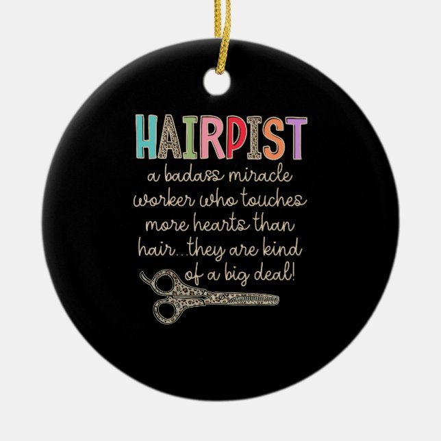 Hairapist Hairdresser Definition Funny Hair St Julgransprydnad Keramik (Framsidan)