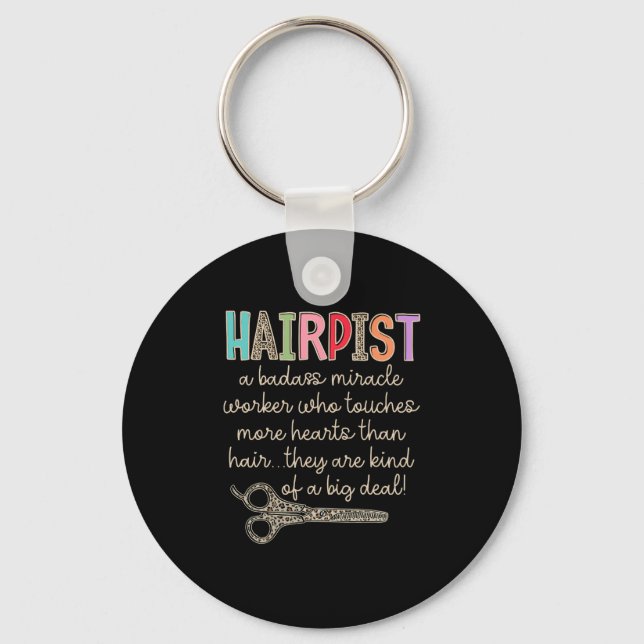 Hairapist Hairdresser Definition Funny Hair St Nyckelring (Framsida)