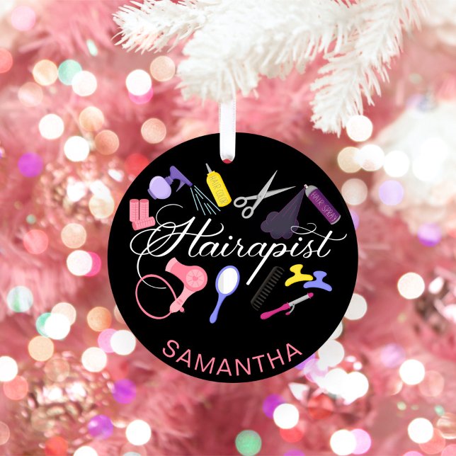 Hairapist Hairdresser Hair Stylist Barber Black Julgransprydnad Keramik (Skapare uppladdad)
