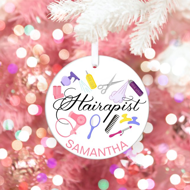 Hairapist Hairdresser Hair Stylist Barber Design Julgransprydnad Keramik (Skapare uppladdad)