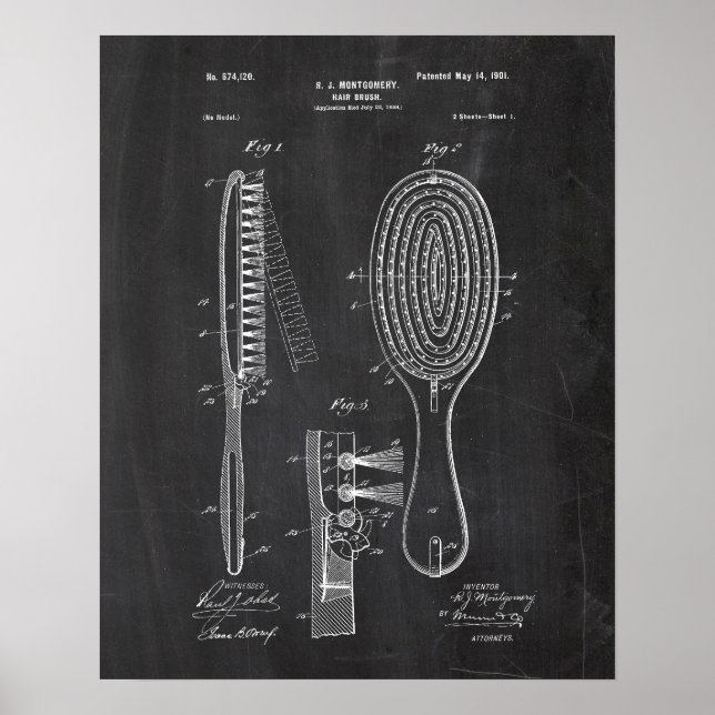 Hairbrush Patent Poster (Framsidan)