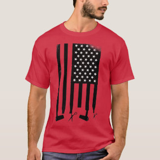 Hairdresser American Flagga Hair Scissors Hairdrye T Shirt