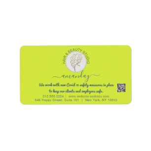 Hairdresser Beauty Studio Lash Guld Logotyp QR OSA Adressetikett