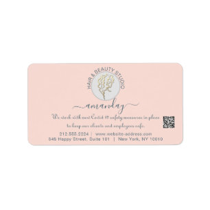 Hairdresser Beauty Studio Lash Ro Logotyp QR OSA Adressetikett
