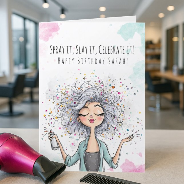 Hairdresser Birthday Card for Stylist Friend Kort (Skapare uppladdad)