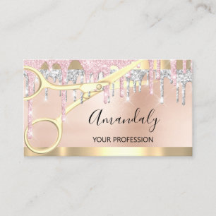 Hairdresser Coiffeur Guld sax Silver PinkVIP Visitkort