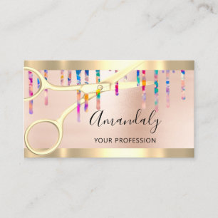 Hairdresser Coiffeur Guld Sissors Holograf Visitkort