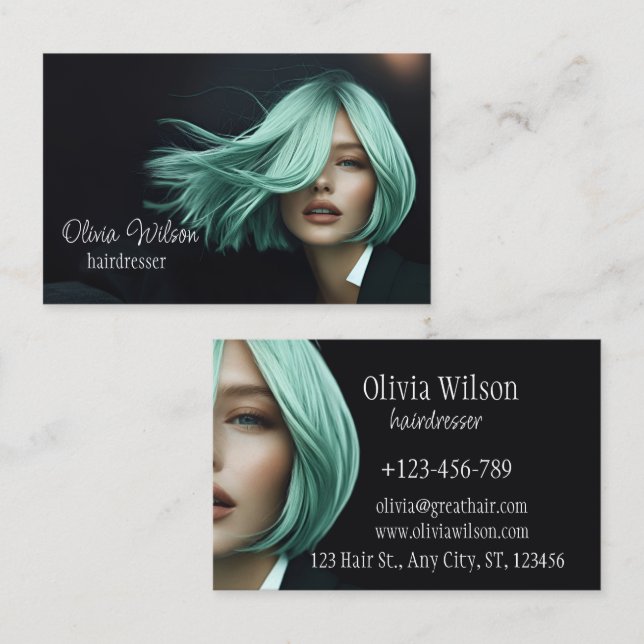Hairdresser eller Beauty Artist modernt affärskort Visitkort (Fram/baksida)