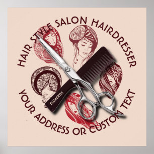 Hairdresser eller Beauty Salon Hair Stylist Namn Poster