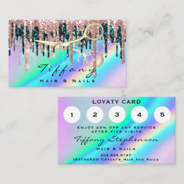 Hairdresser Golen Scissors Ro Loyalty Holograph Visitkort